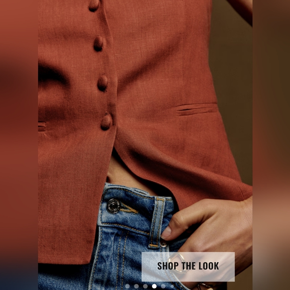 🌿Sezane Zelinda Chestnut Linen Vest NWT Size 14 FINAL - Picture 11 of 14